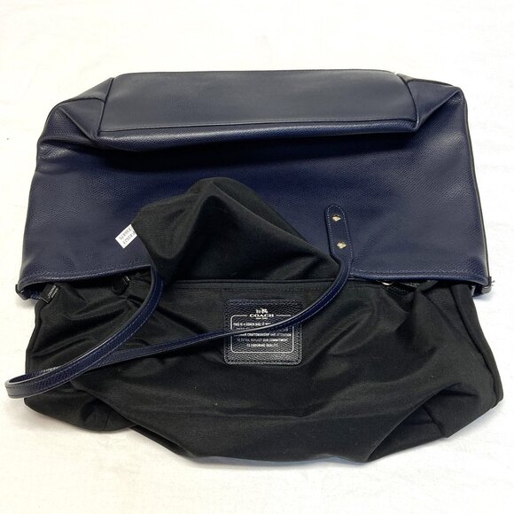 Coach City Zip Top Double Handle Tote Cross Grain Leather Handbag Navy F36875 - Picture 12 of 14